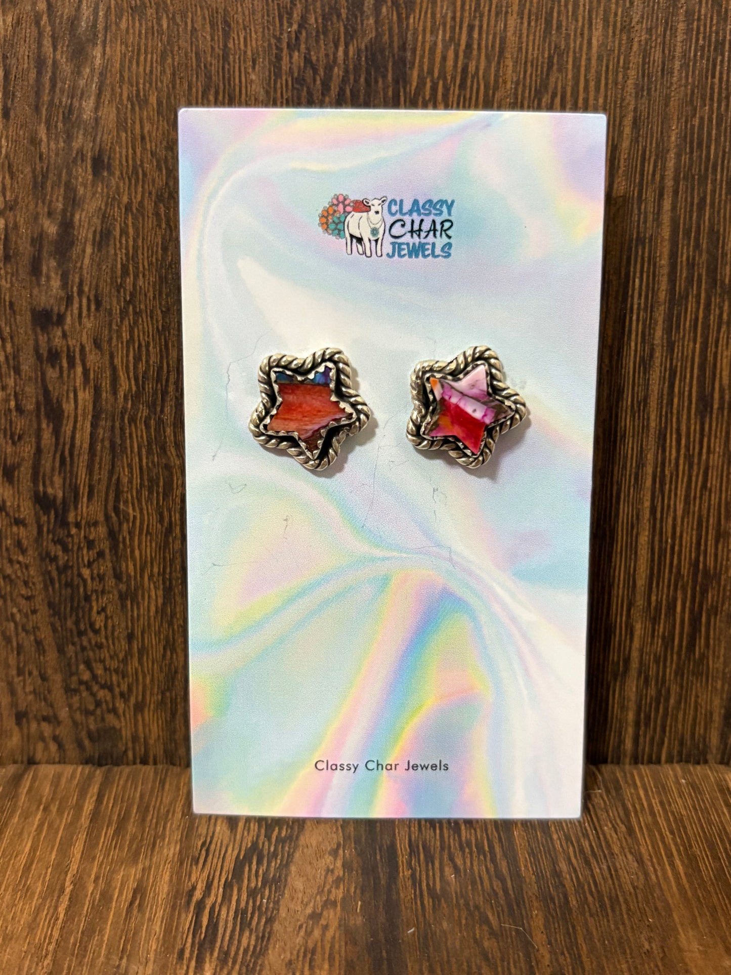 Hada Pink Dahlia Star Studs