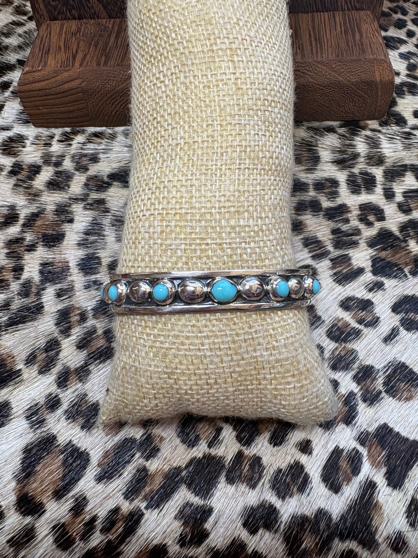 Turquoise & 6mm Beaded Dot Cuff