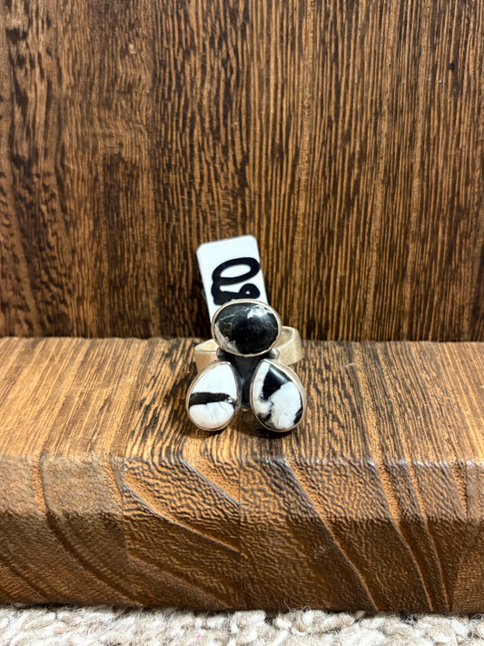 White Buffalo 3 Stone Cluster Ring