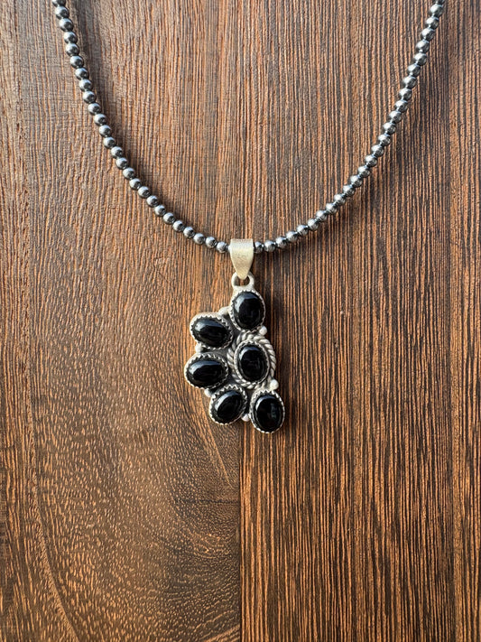 Black Onyx Half Cluster Pendant
