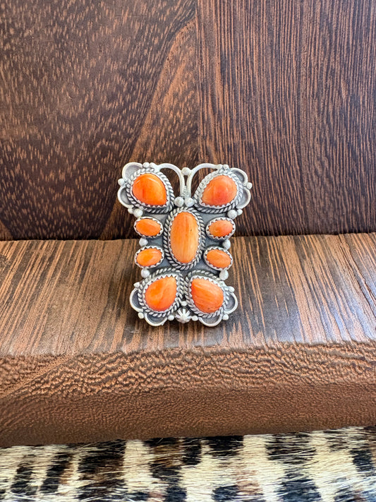 XL Orange Spiny Butterfly Ring