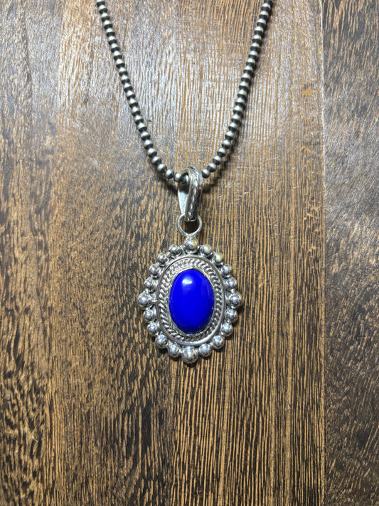 Blue Lapis Oval Detail Pendant