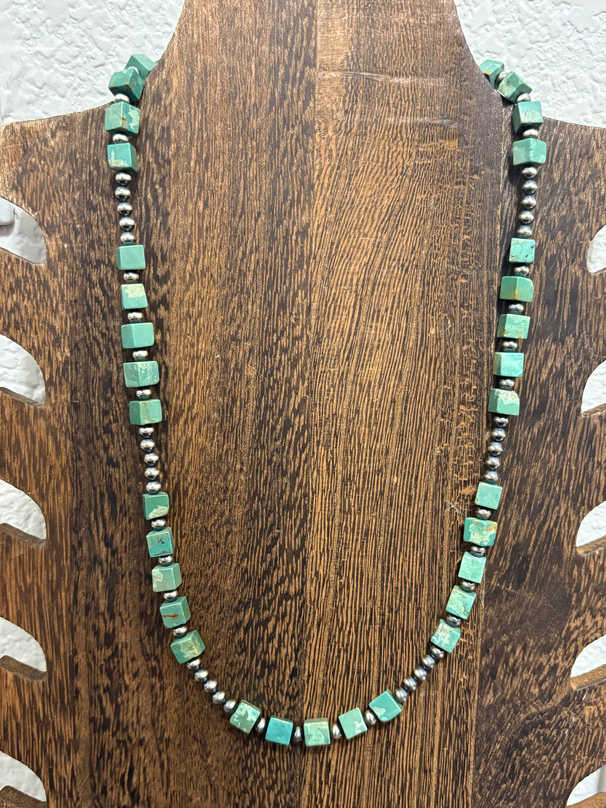 20” + 1” Turquoise Cubes & 4mm Sterling Pearls