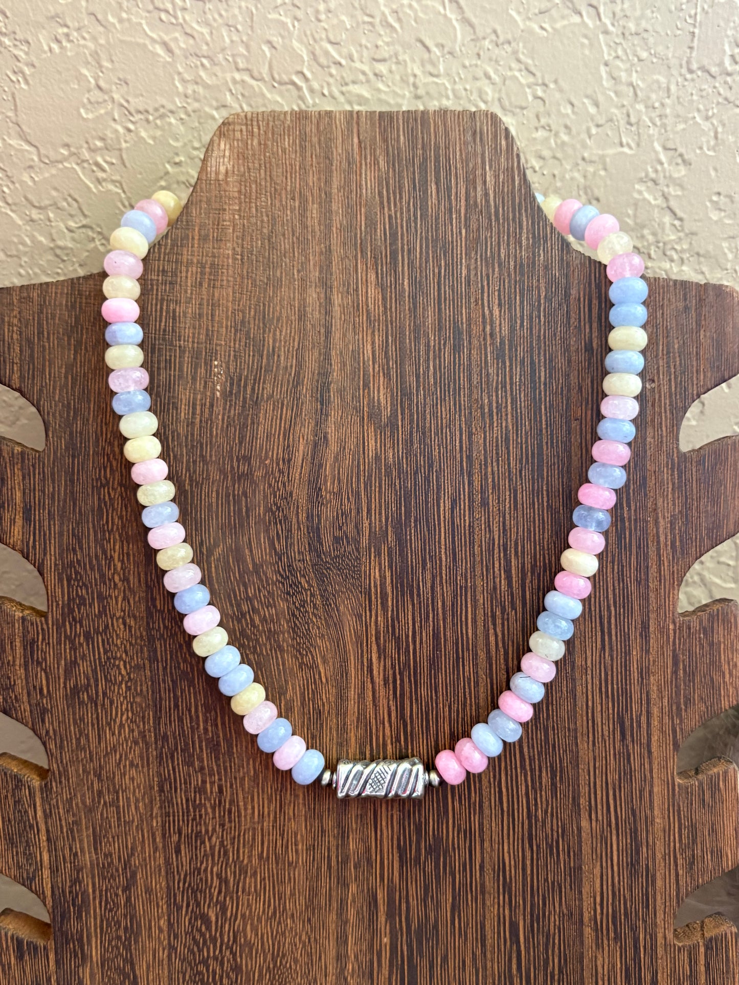 16” Mix Color Jade Barrel Bead Necklace #1