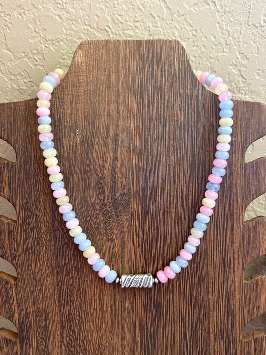 16” Mix Color Jade Barrel Bead Necklace #1