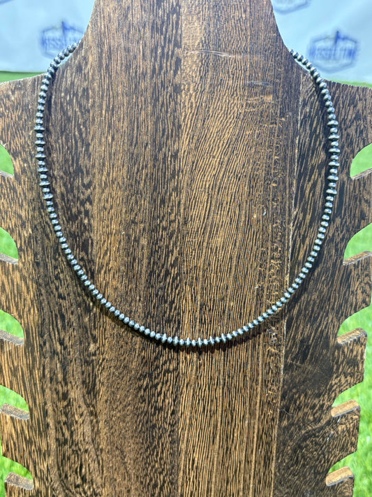 16” + 2” 3mm Round & Saucer Sterling Silver Pearls