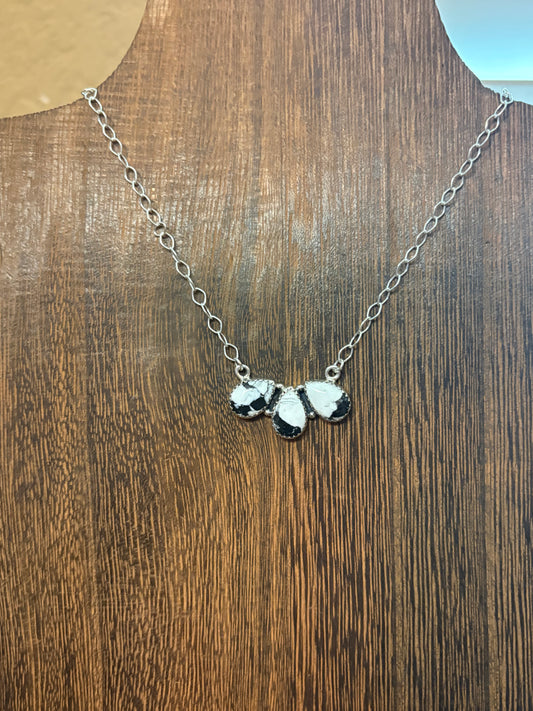 White Buffalo 3 Stone Necklace