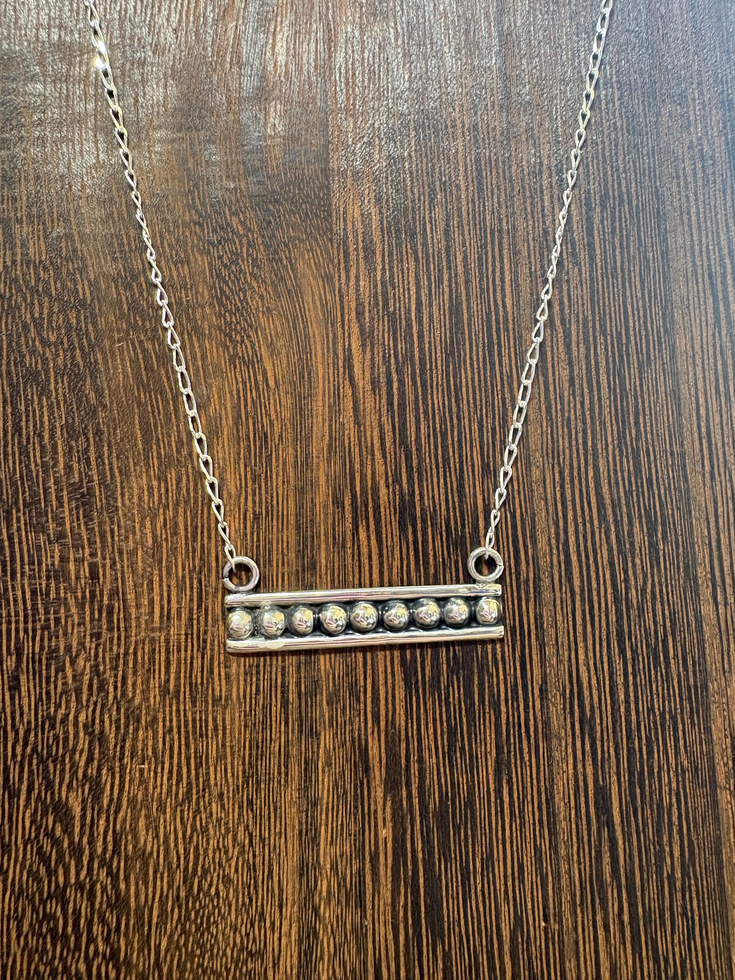 All Sterling Dot Bar Necklace