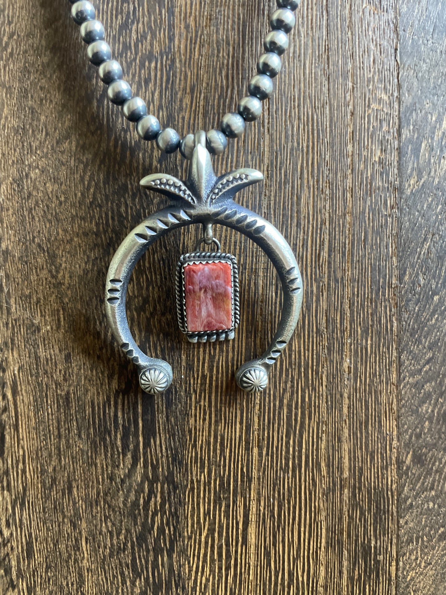 Navajo Handmade Red Spiny Naja Pendant