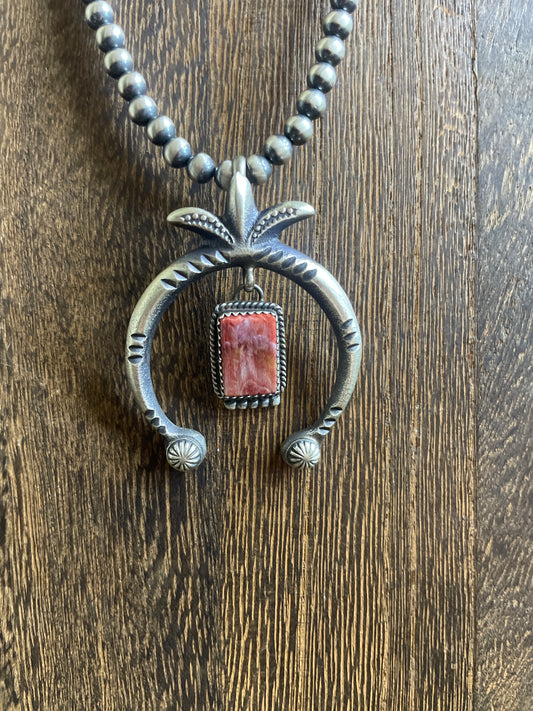 Navajo Handmade Red Spiny Naja Pendant