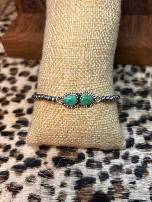 Royston Double Stone Sterling Pearl Stretch Bracelet