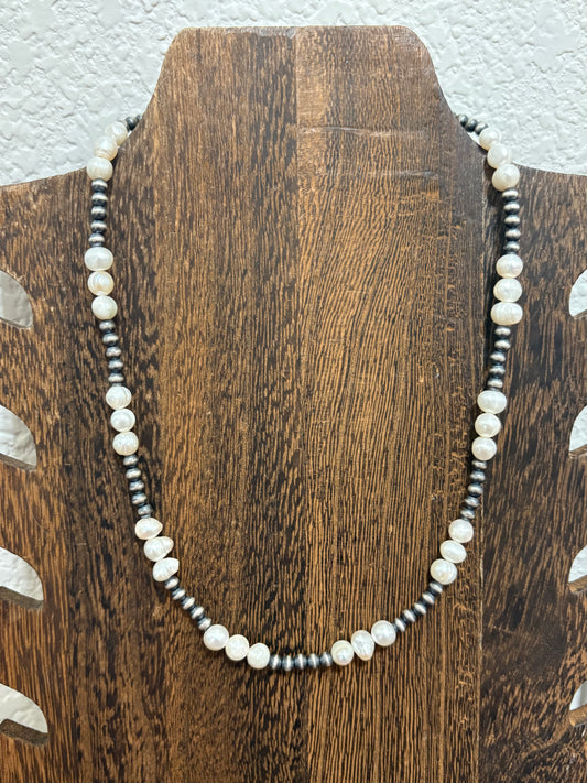 16” + 2” Triple Freshwater Pearl & 4mm Sterling Pearls