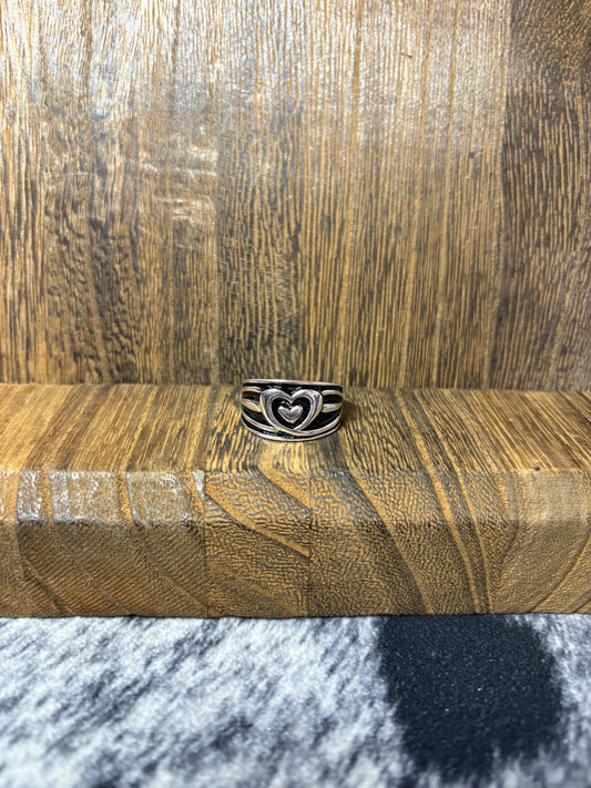 All Silver Heart Band Ring