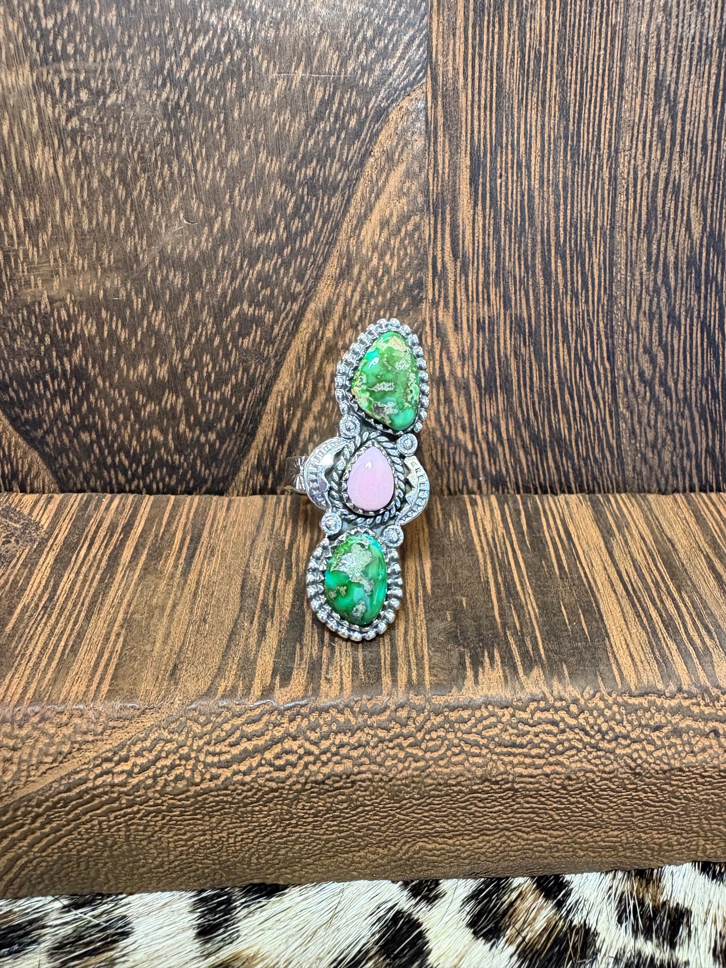 Sonoran Gold & Pink Conch 3 Stone Ring #2
