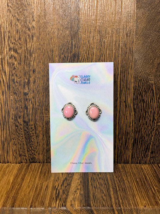 Pink Conch Detail Studs