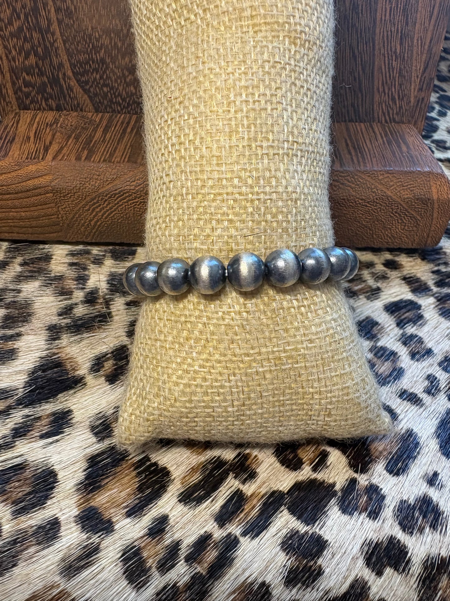 8mm Round Sterling Pearl Stretch Bracelet