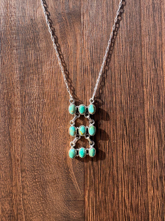 Kingman 9 Stone Triple Decker Bar Necklace