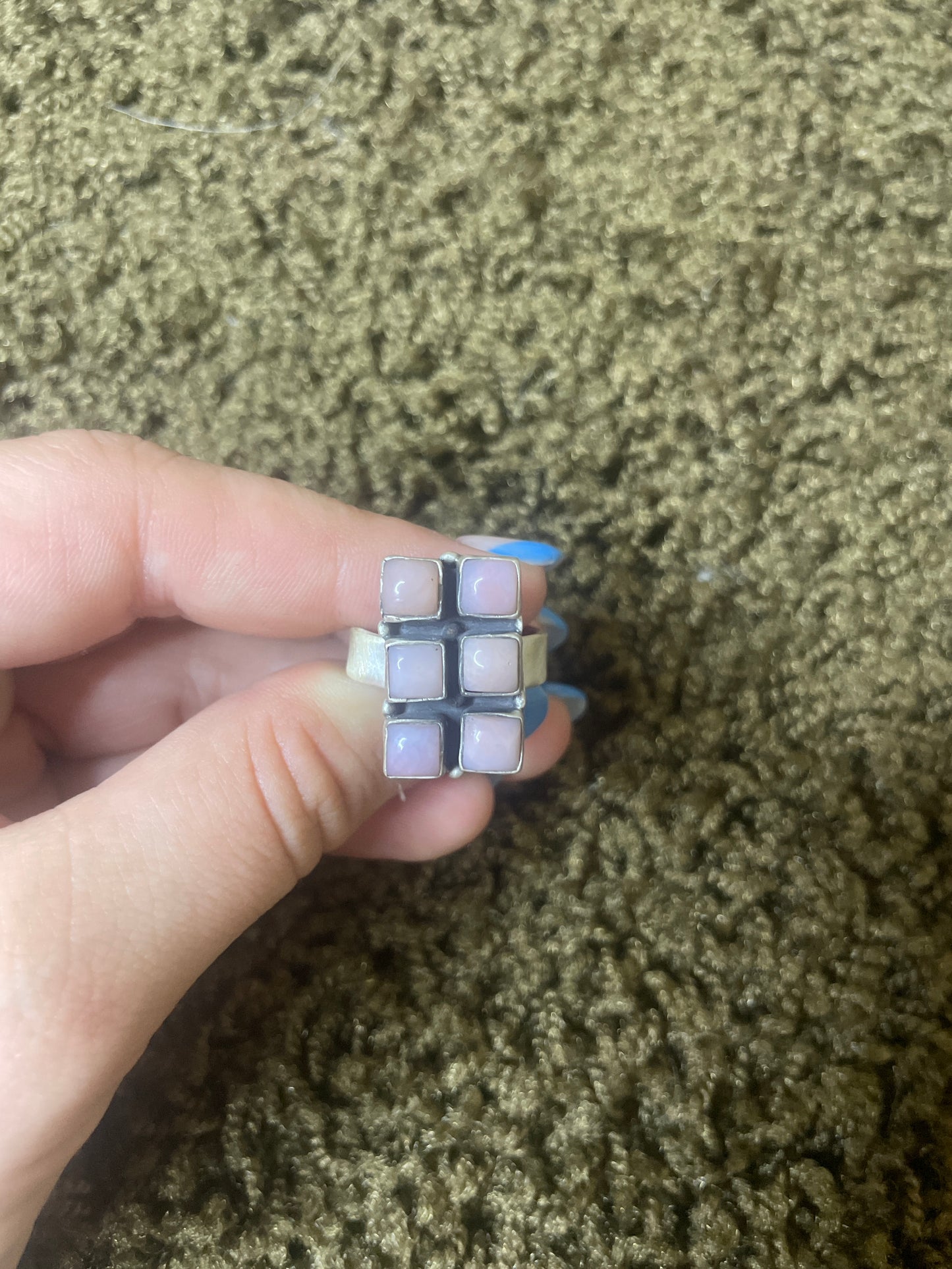 Pink Conch Adjustable 6 Stone Ring