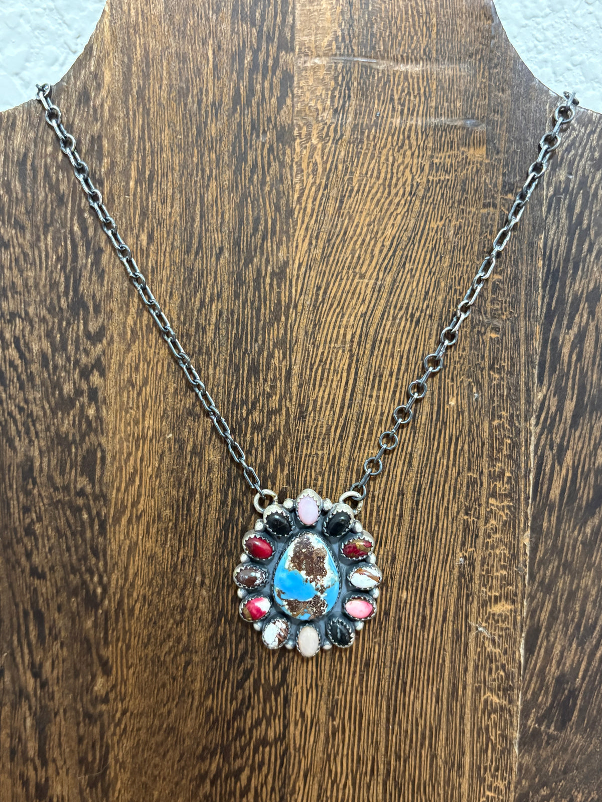 Mix Stone Cluster Necklace w/ Golden Hills Center