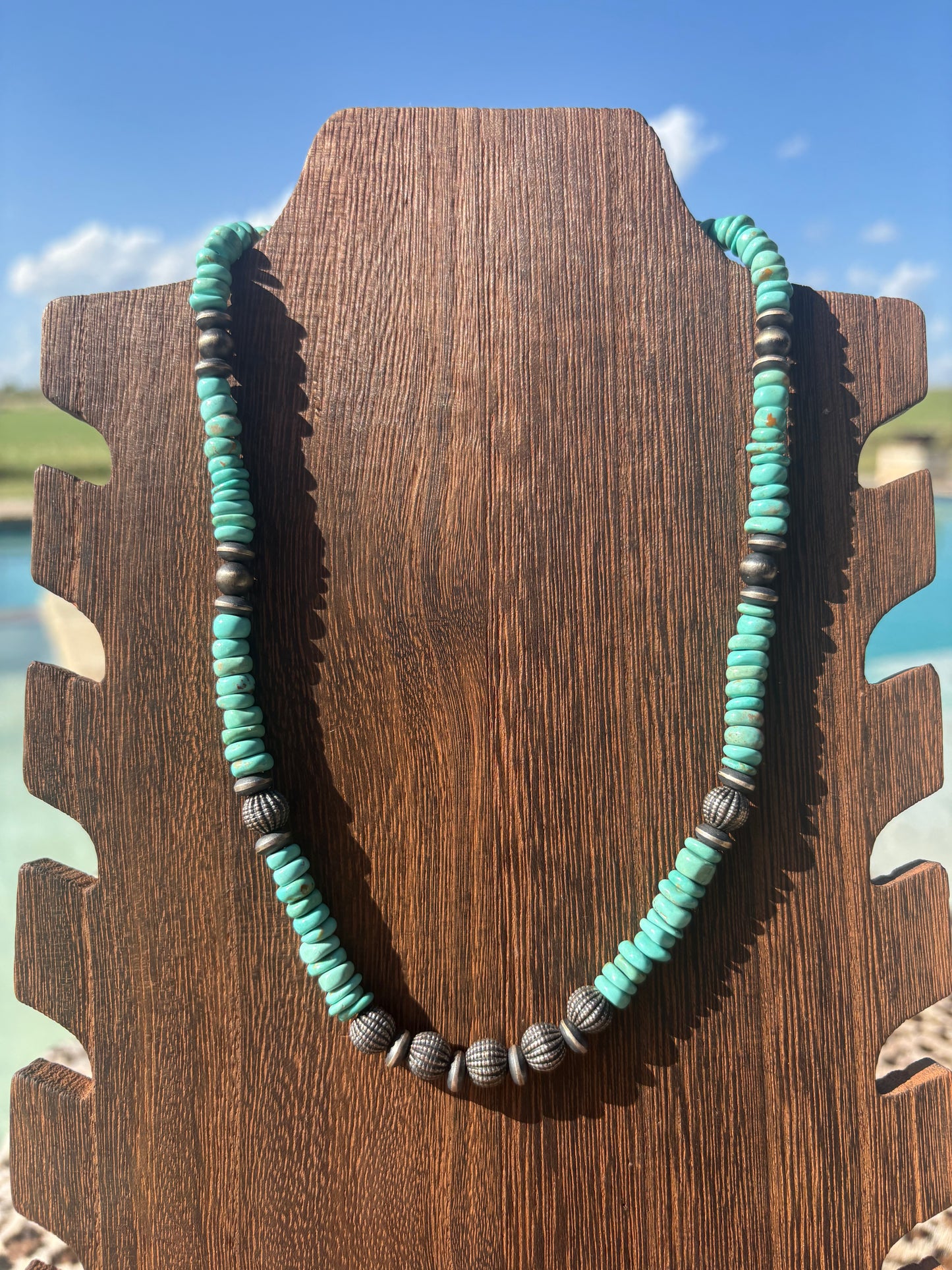 18” + 2” Chunky Turquoise & Melon Pearls