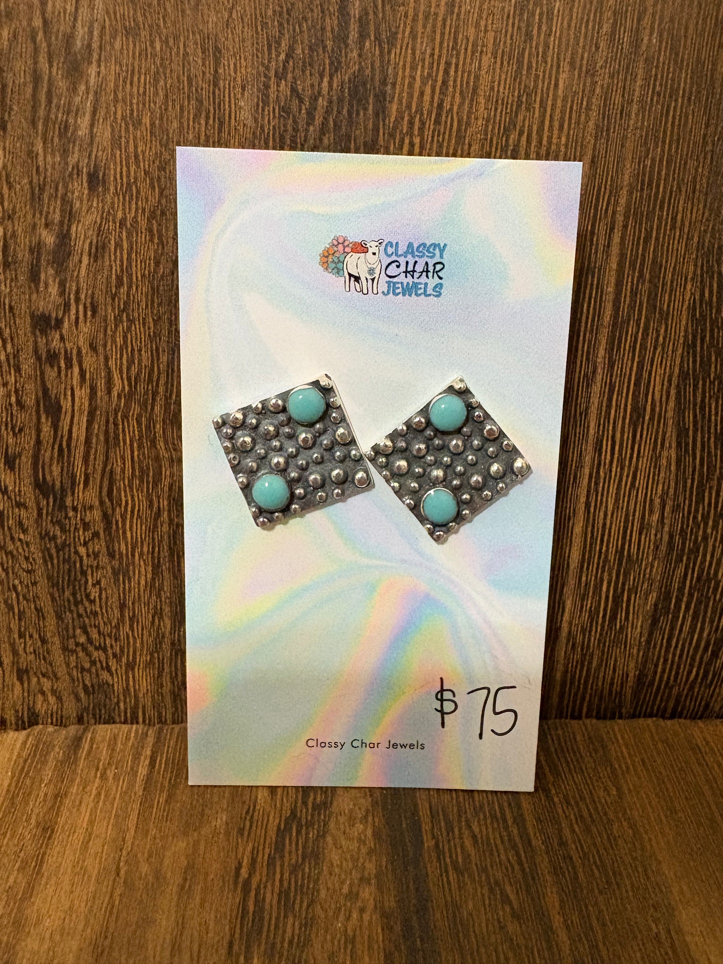 2 Stone Turquoise and Sterling Earrings