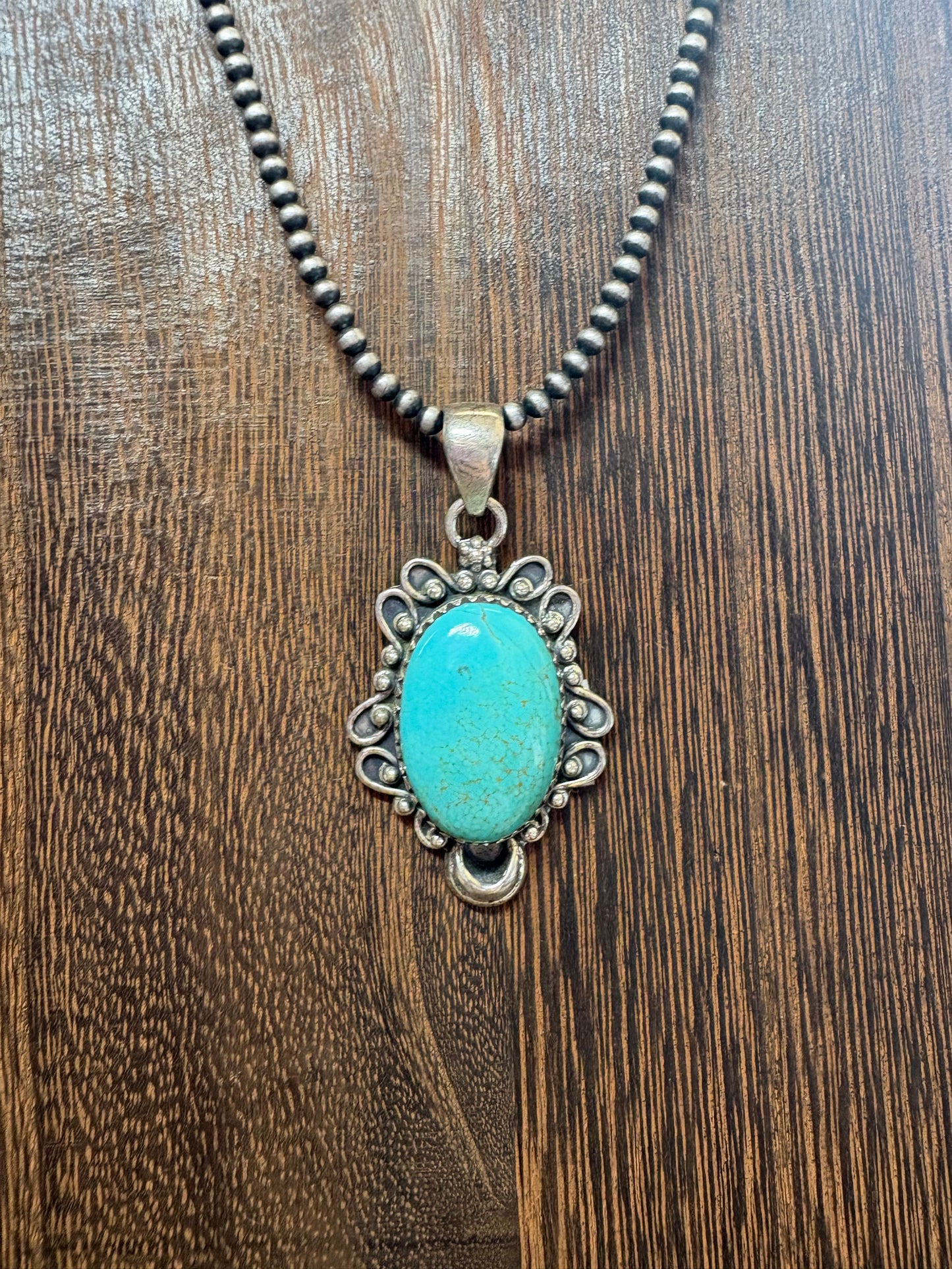 Hada Large Kingman Turquoise Detail Pendant