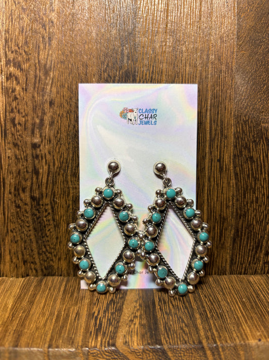Statement Turquoise Dot Dangle Studs