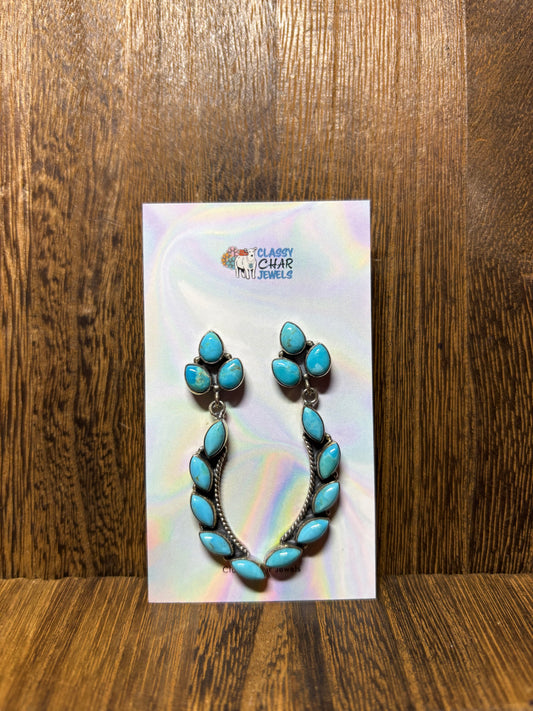 Turquoise Funky 8 Stone Dangle Studs
