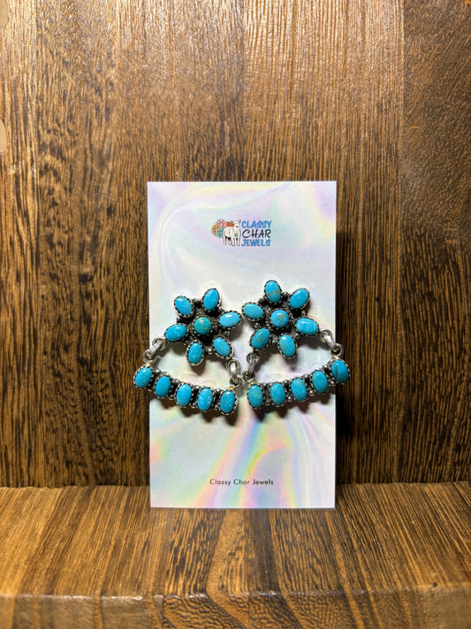 Turquoise Cluster Dangle Row Studs