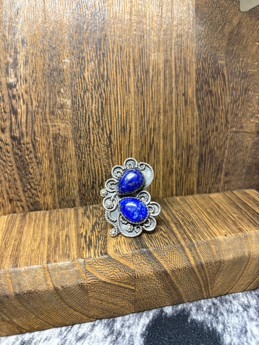 Blue Lapis 2 Stone Detail Ring