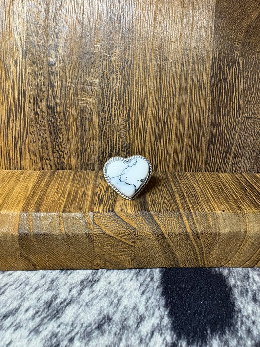 White Buffalo Heart Ring