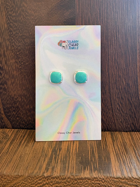 Everyday Square Turquoise Studs