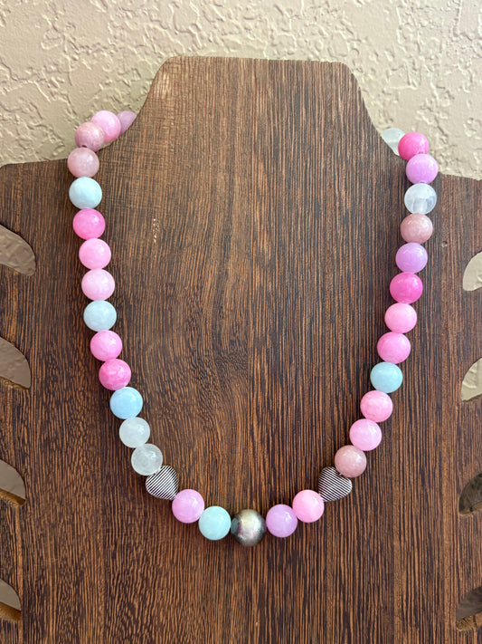 16” Mix 10mm Jade, Sterling Hearts & 12mm Sterling Pearl