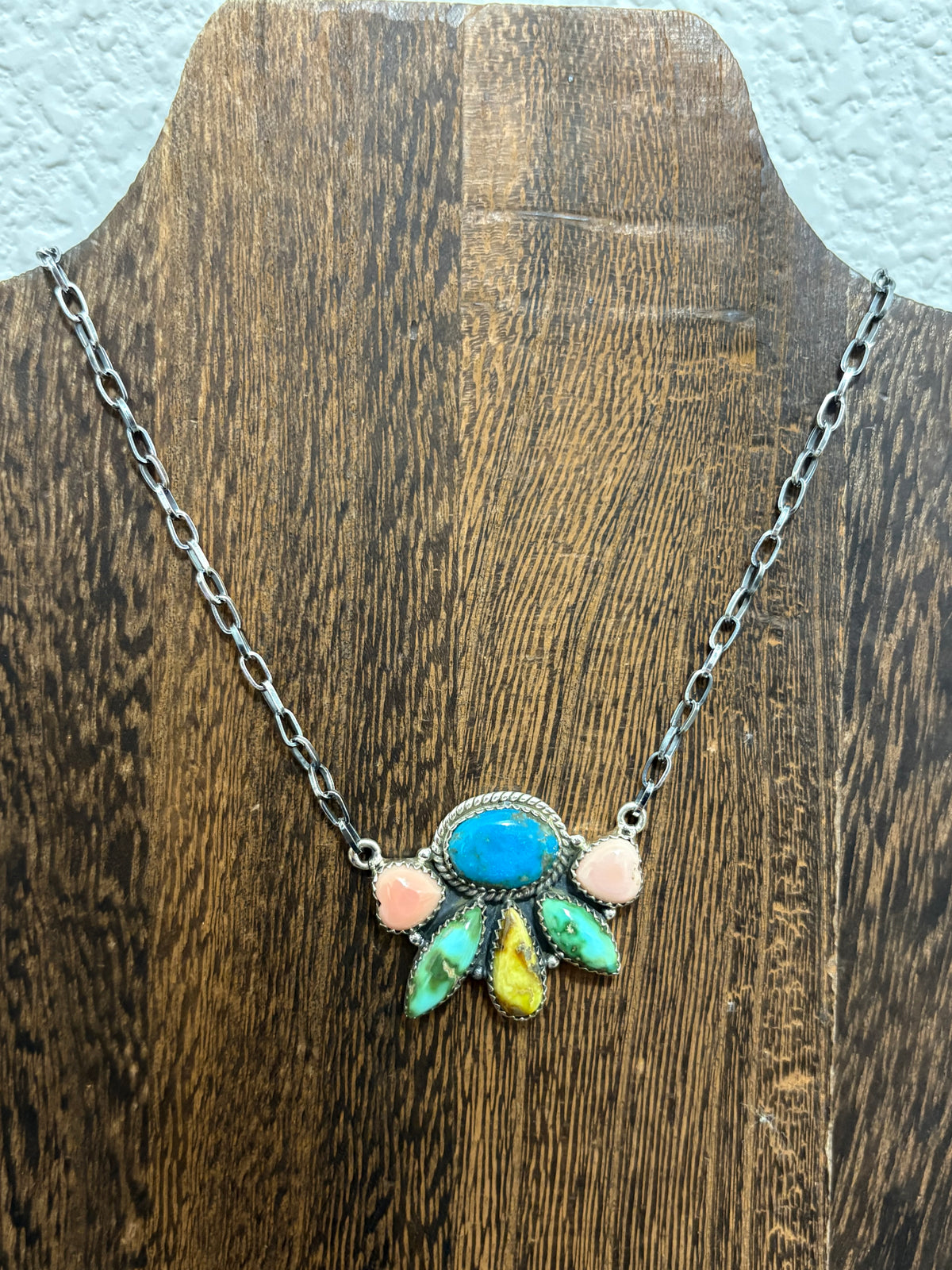 Mix Stone Half Cluster Necklace