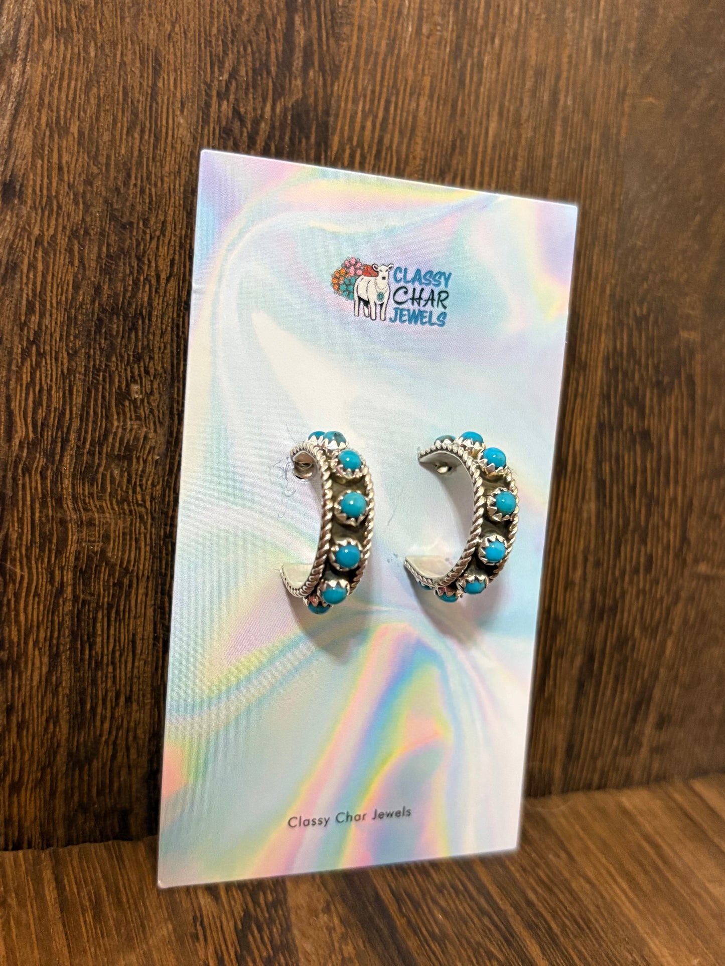 Navajo Handmade Kingman Hoop Earrings