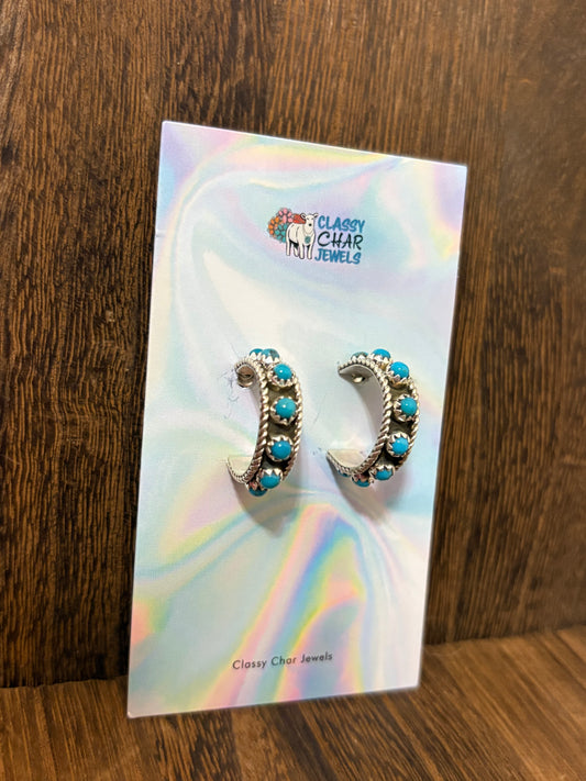 Navajo Handmade Kingman Hoop Earrings