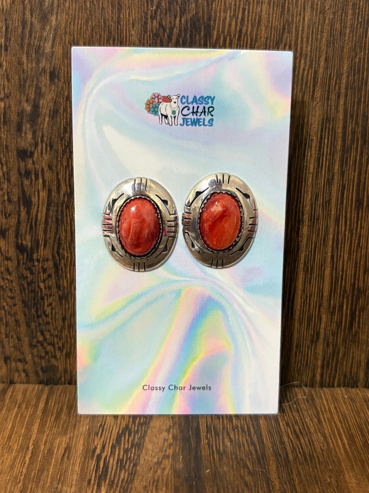 Navajo Handmade Red Spiny Earrings