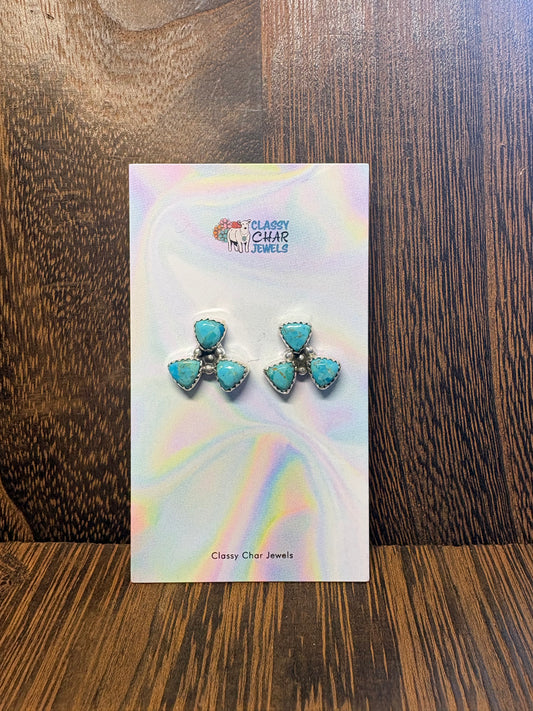 Hada 3 Stone Kingman Cluster Studs