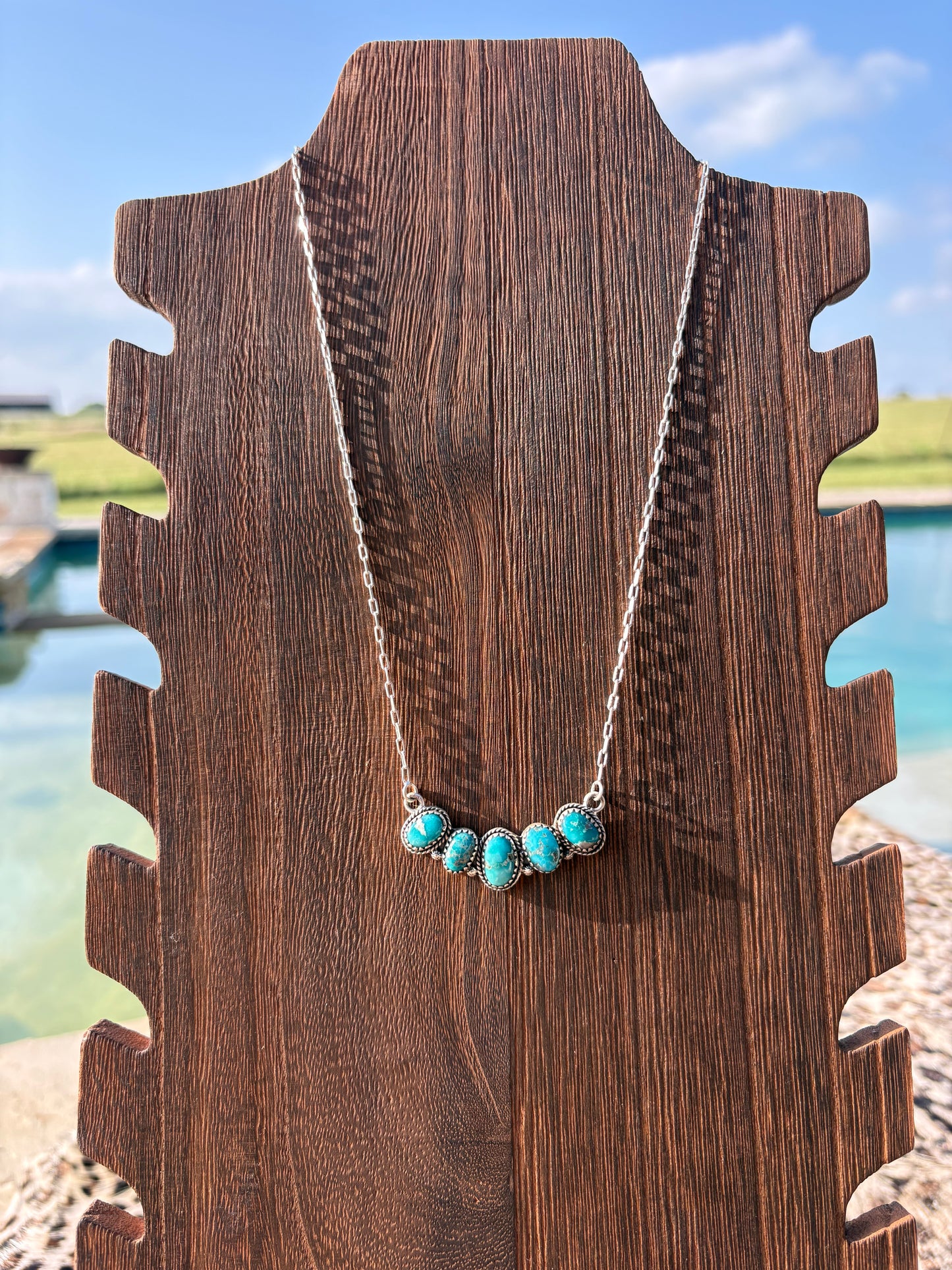 White Water 5 Stone Bar Necklace