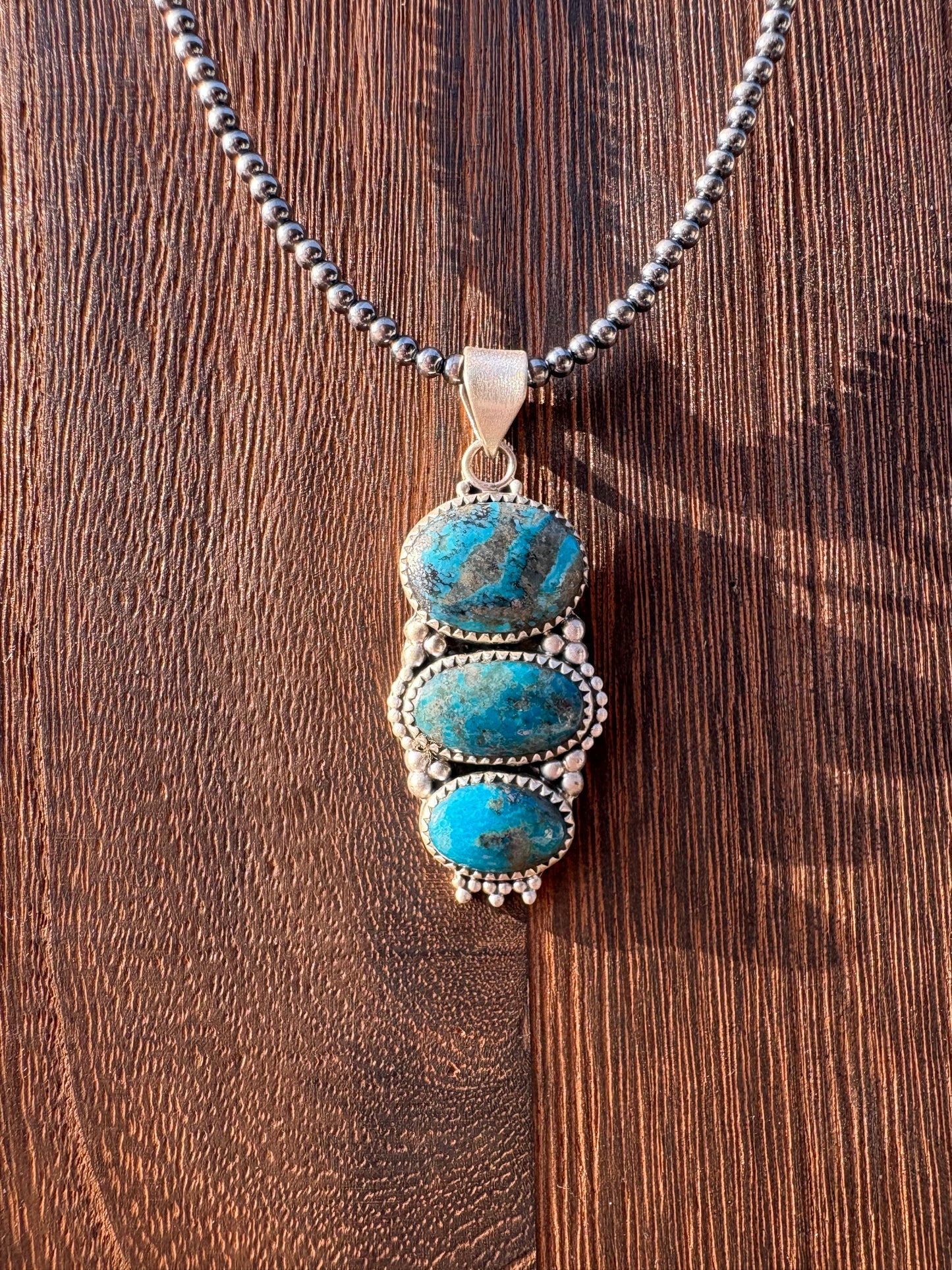 XL Ithaca Peak Turquoise 3 Stone Pendant