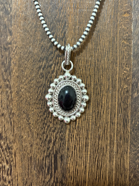 Large Black Onyx Detail Pendant