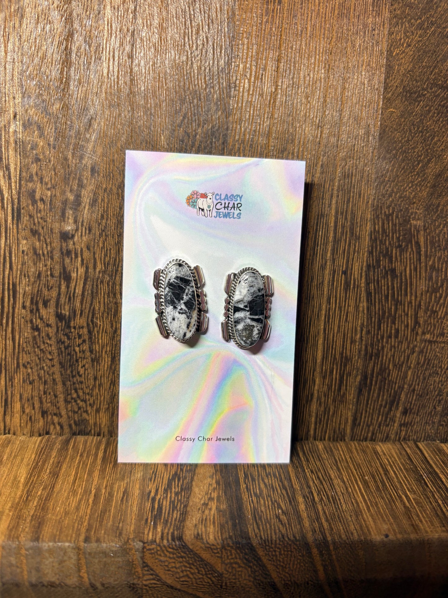Navajo Handmade Large White Buffalo Detail Studs