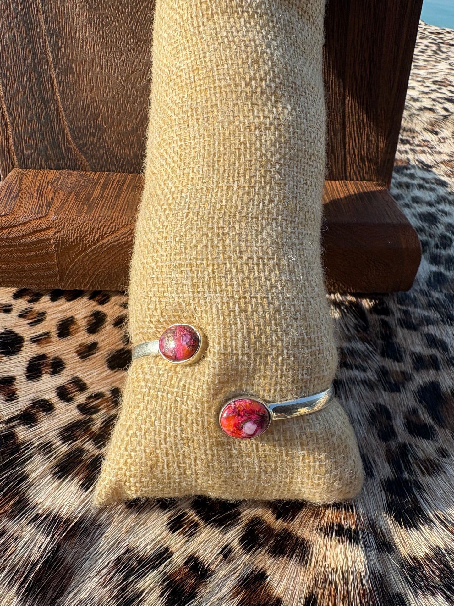 Pink Dahlia 2 Stone Floater Cuff