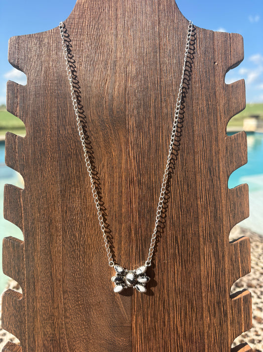 White Buffalo 7 Stone Cluster Necklace
