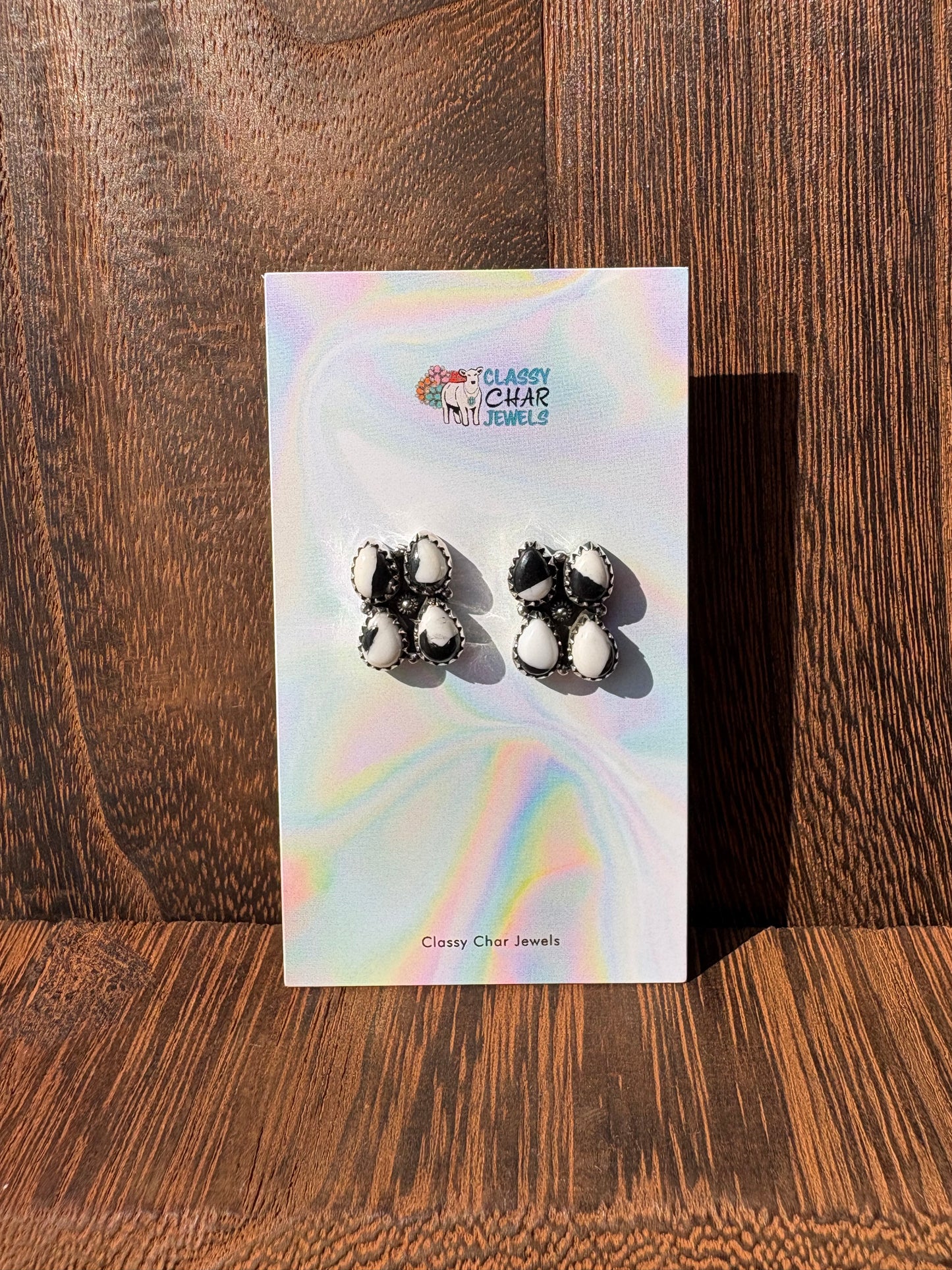 White Buffalo 4 Stone Cluster Studs
