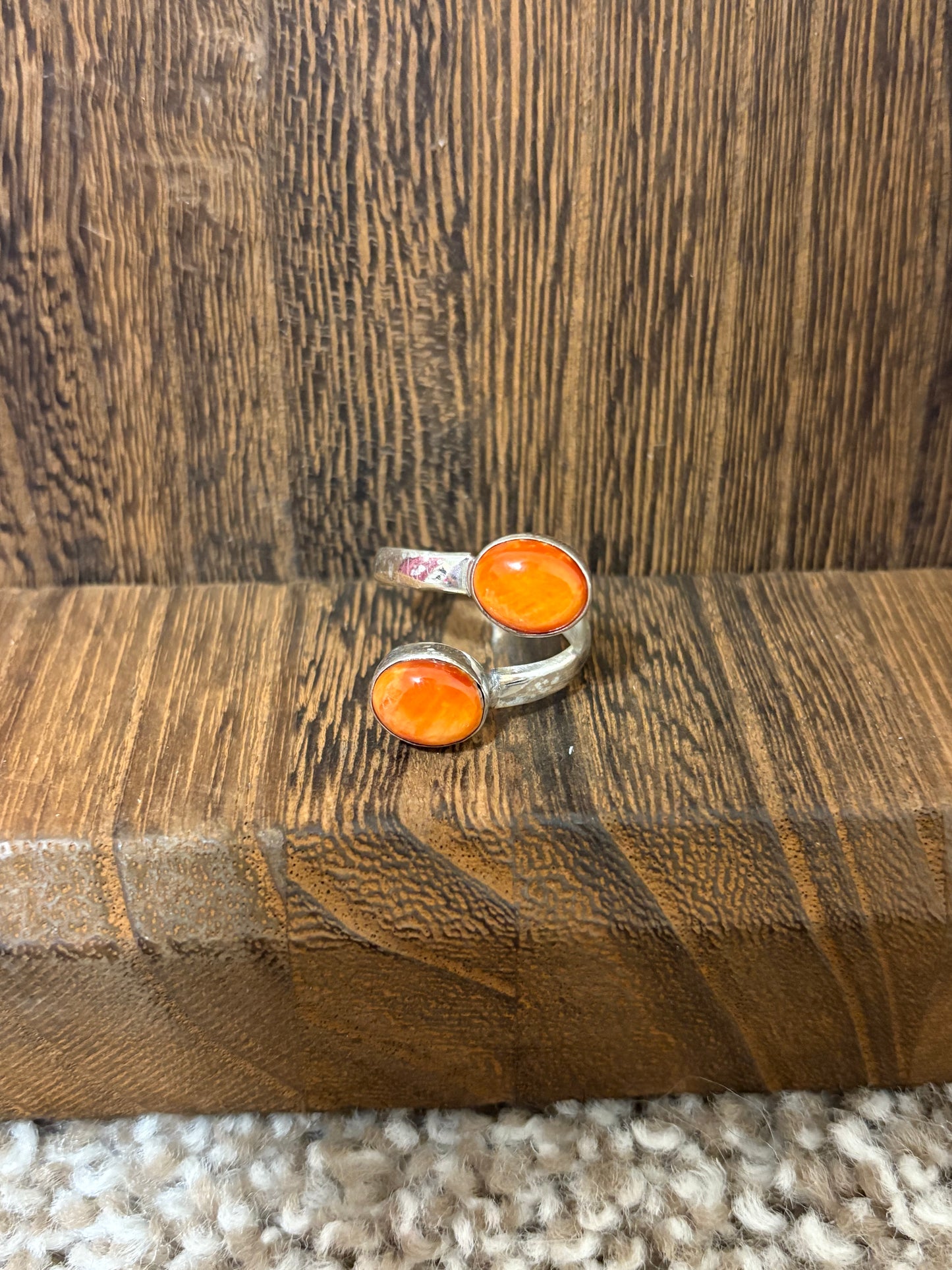 2 Stone Orange Spiny Ring