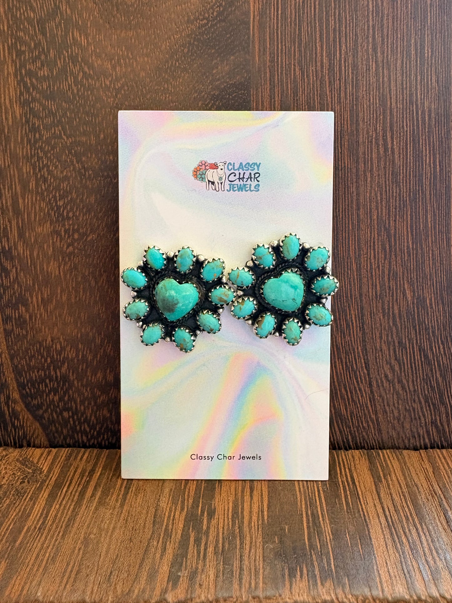 All Kingman Heart Full Cluster Studs