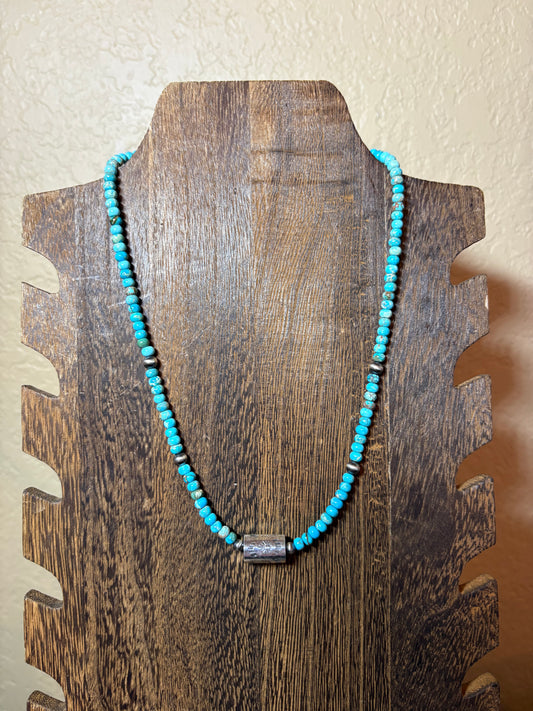 18” Turquoise Barrel Bead Necklace
