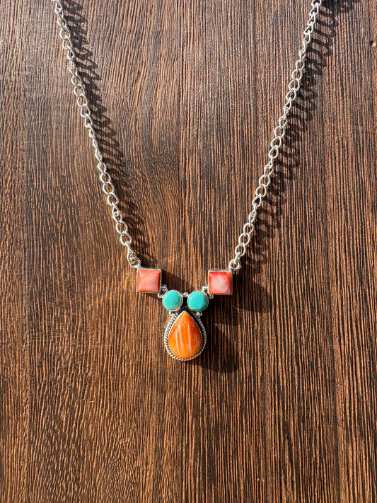 Mixed Spiny & Kingman 5 Stone Necklace