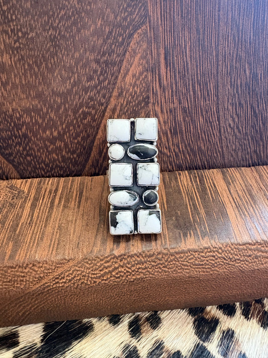 White Buffalo Statement 8 Stone Mosaic Ring